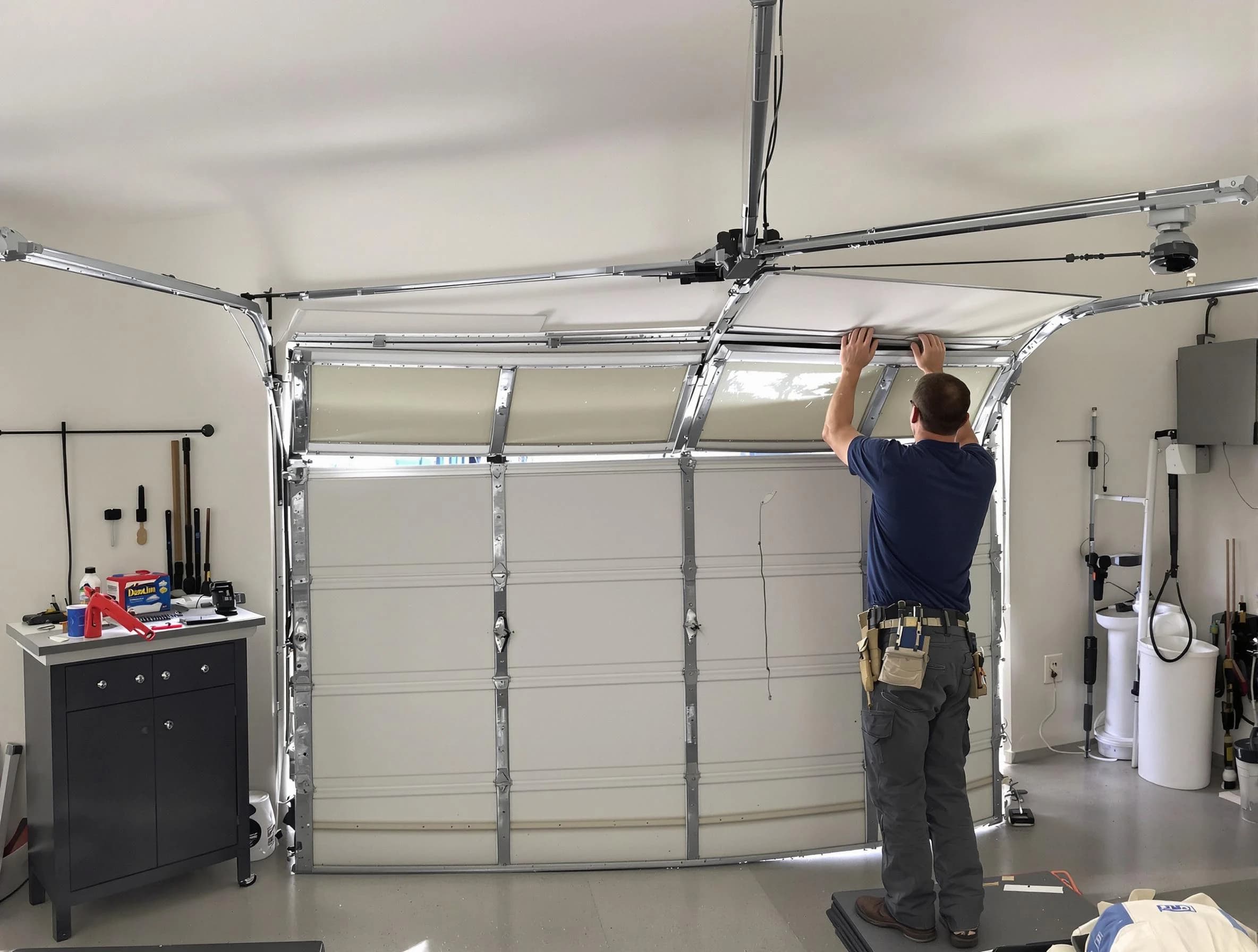 Montclair Garage Door Repair specialist performing precise section replacement on Montclair garage door