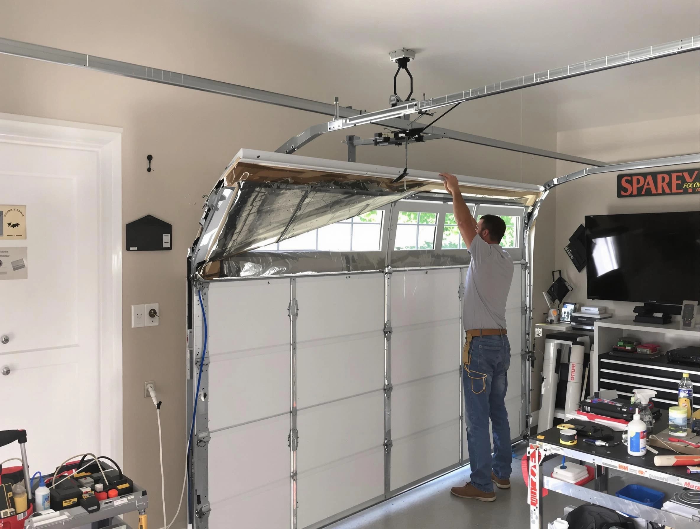 Garage door section replacement by Montclair Garage Door Repair in Montclair