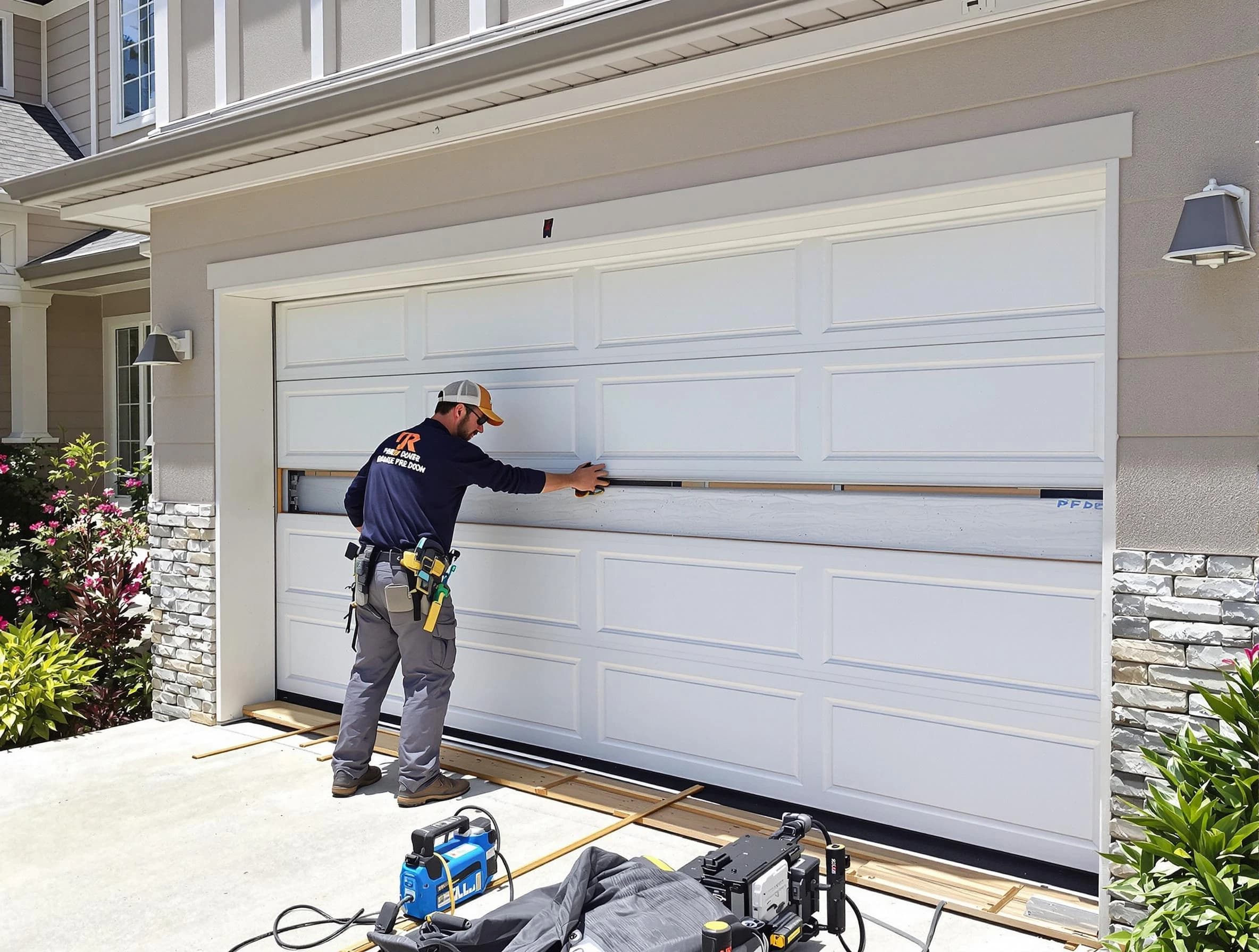 Montclair Garage Door Repair team performing complete garage door replacement at Montclair residence