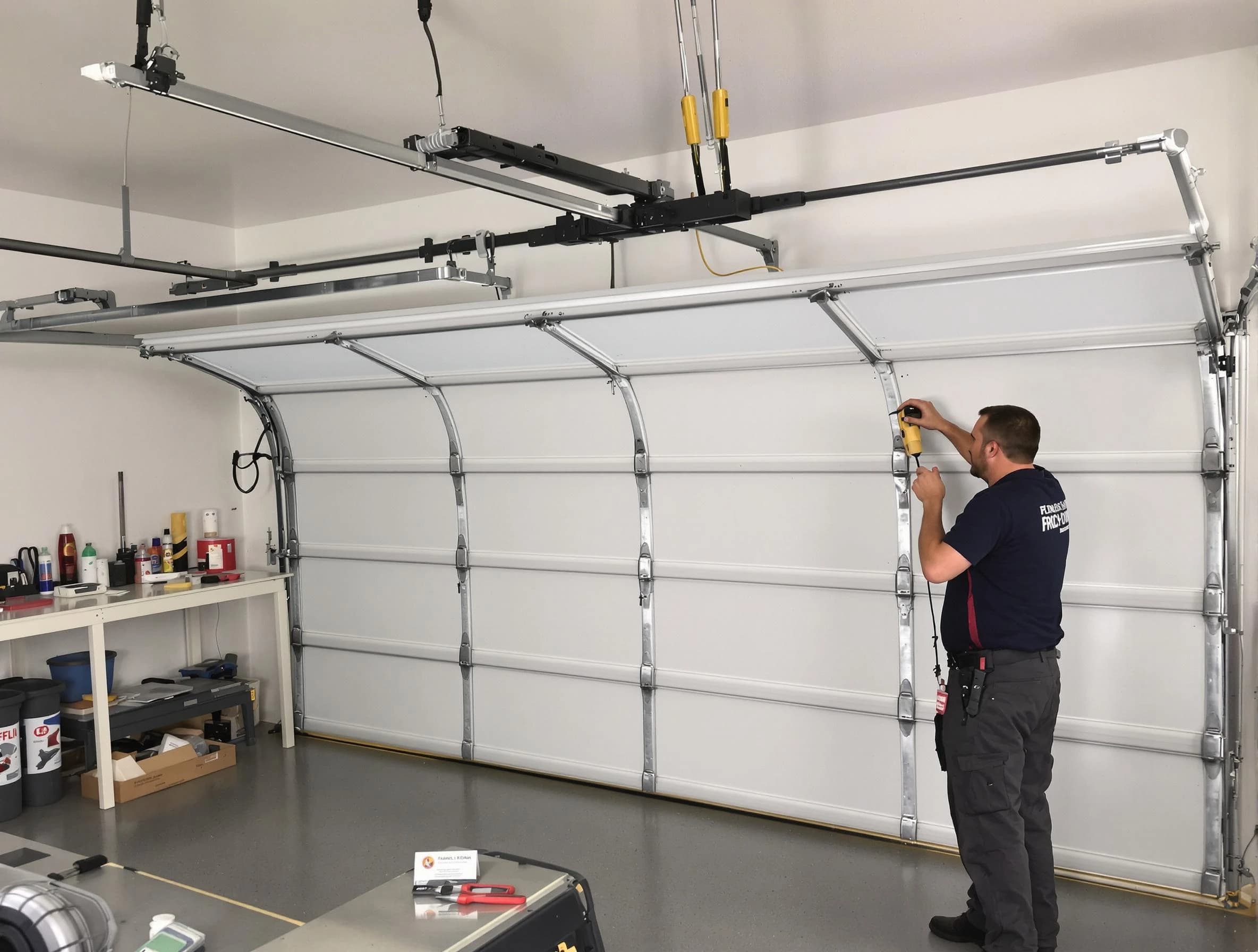Montclair Garage Door Repair certified technician performing overhead door system repair in Montclair