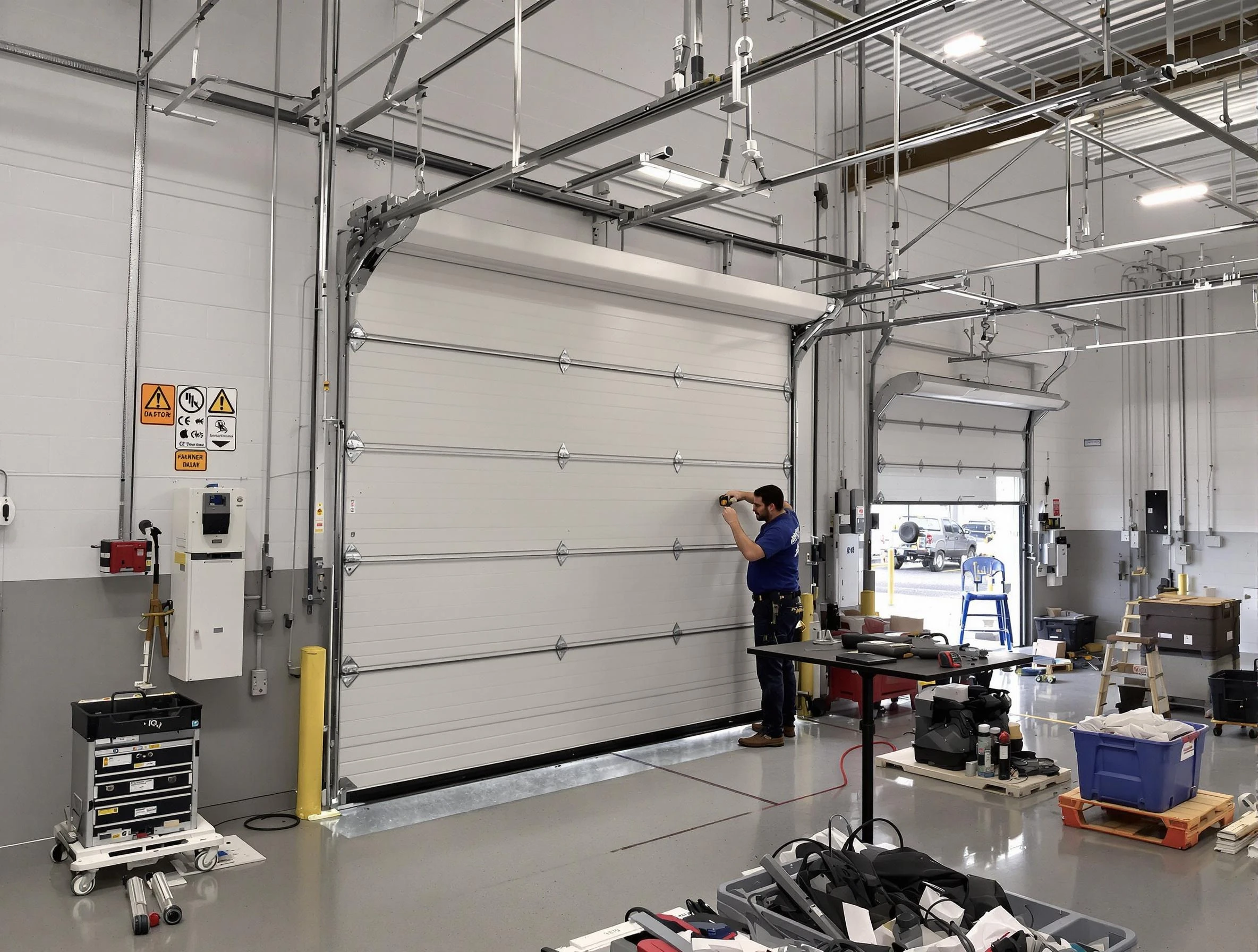 Commercial garage door repair being performed by Montclair Garage Door Repair expert in Montclair
