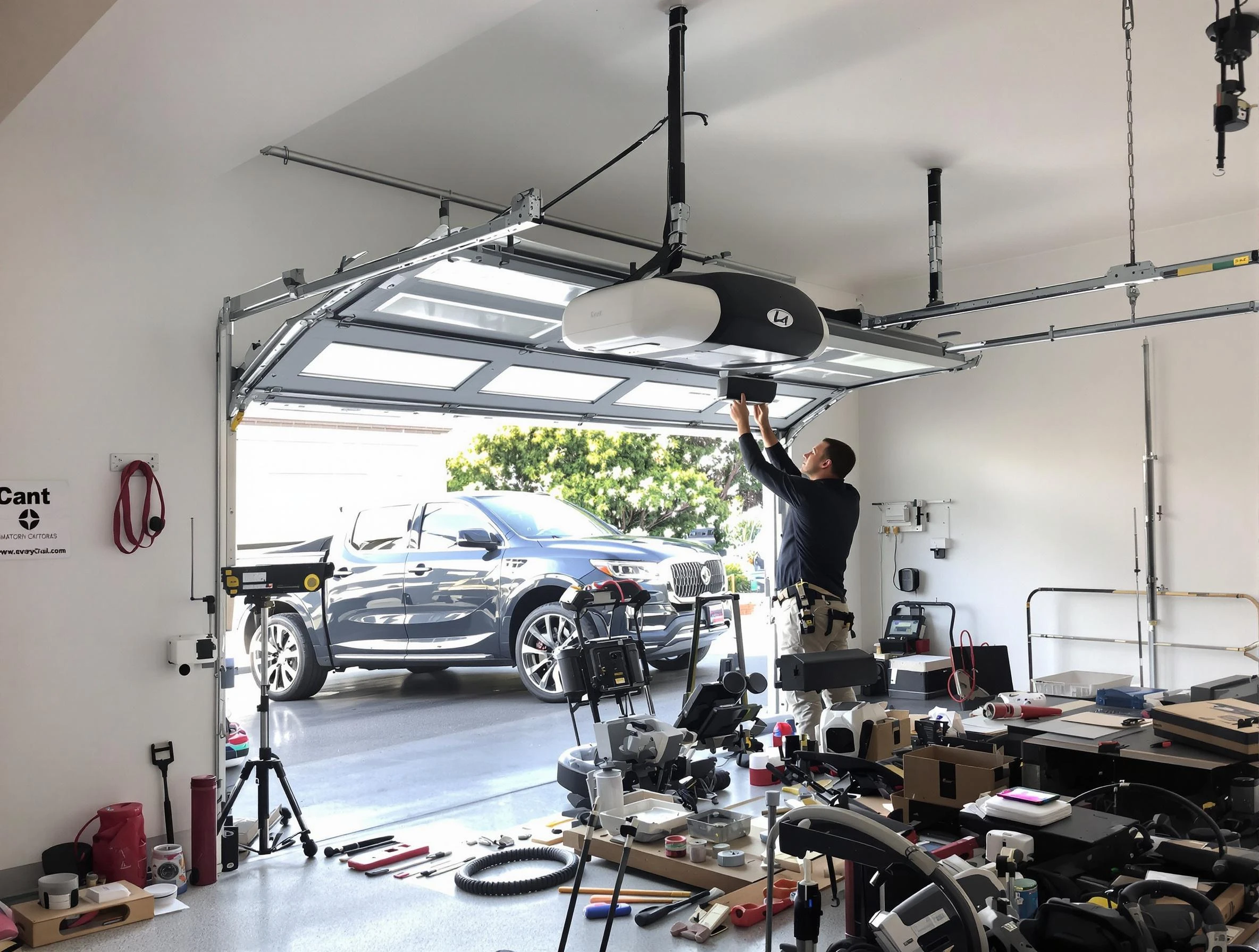 Montclair Garage Door Repair specialist installing smart garage door opener system in Montclair home