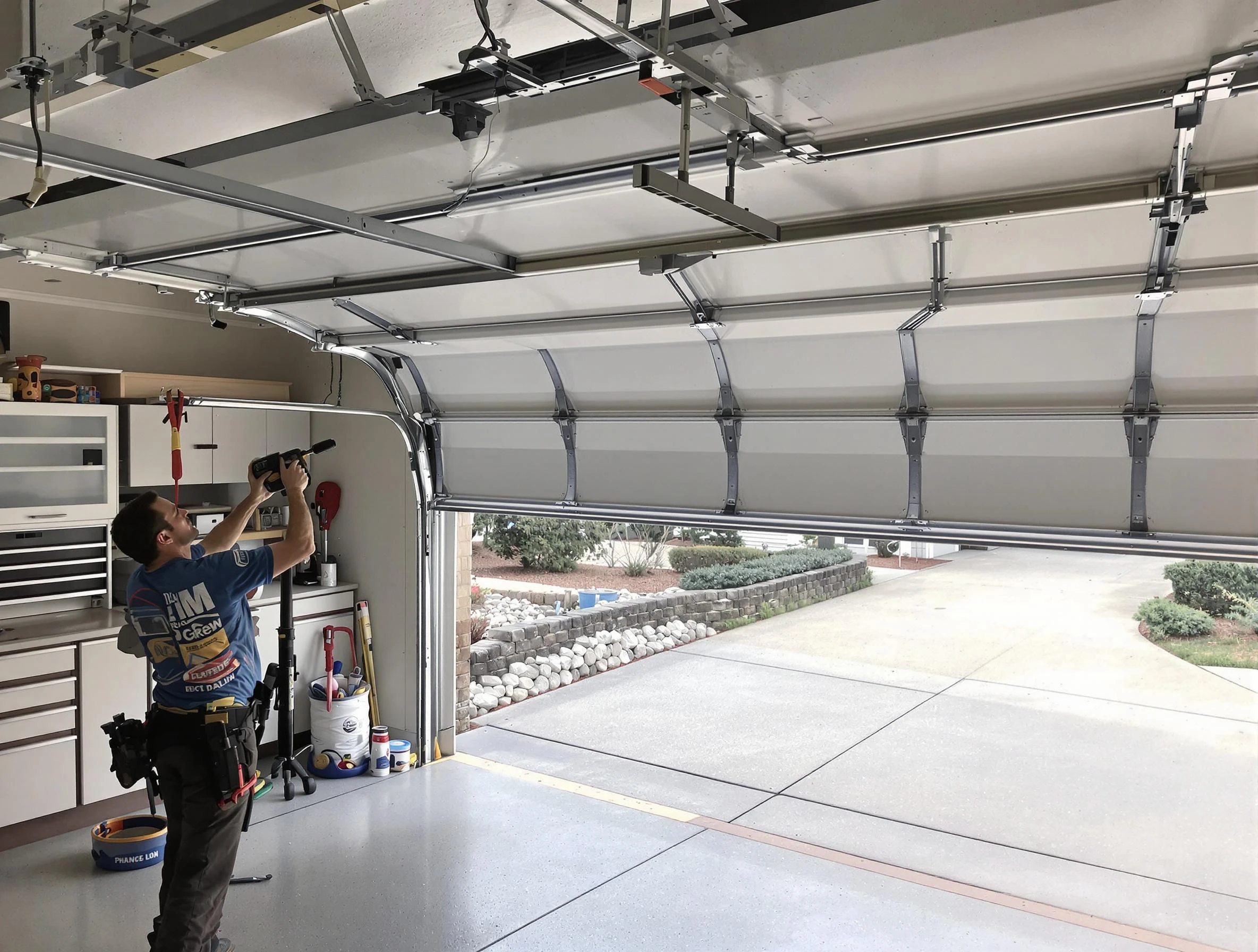 Garage door track repair service by Montclair Garage Door Repair in Montclair